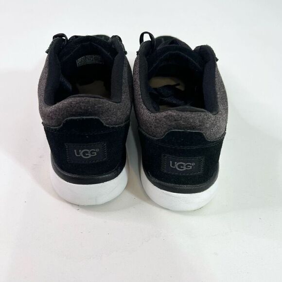 UGG Shoes Womens 7 Black Victoria Suede Satin Lace Up Casual Sneaker - Picture 2 of 9